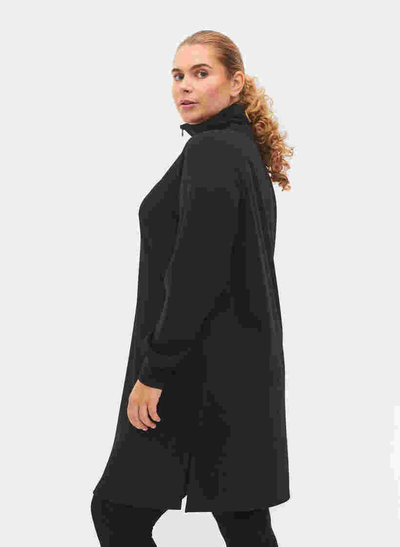 Sweat dress with high collar, Black, Model image number 1