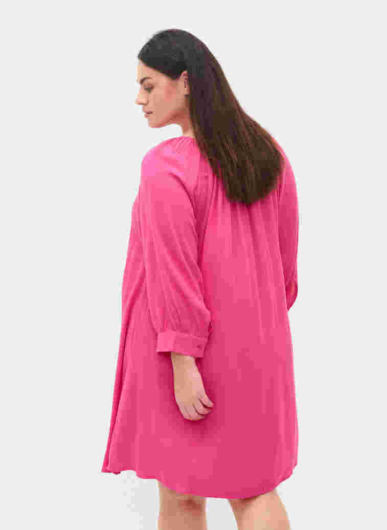 Viscose tunic with 3/4 sleeves, Magenta, Model image number 1