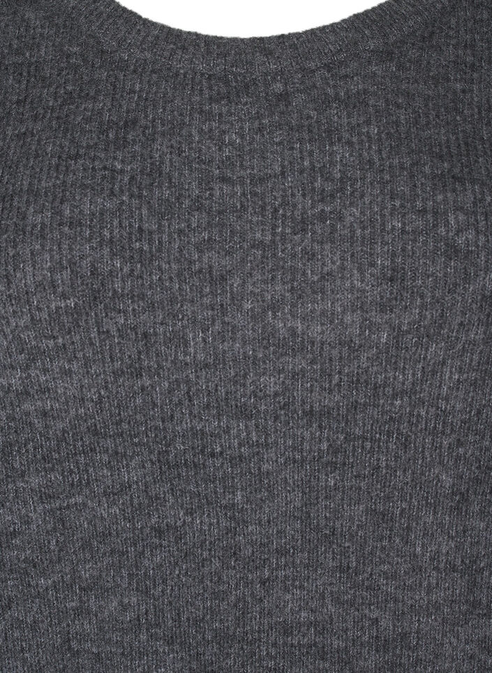 Melange sweater with round neck, Dark Grey Black Mel., Packshot image number 2