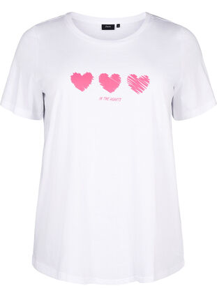 Crew neck cotton T-shirt with print, B. White W. Hearts, Packshot image number 0