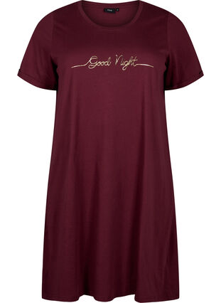 Short-sleeved nightgown in organic cotton, Zinfandel Good Night, Packshot image number 0
