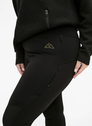 Stretchy and durable exercise leggings with pockets, Black, Model image number 2