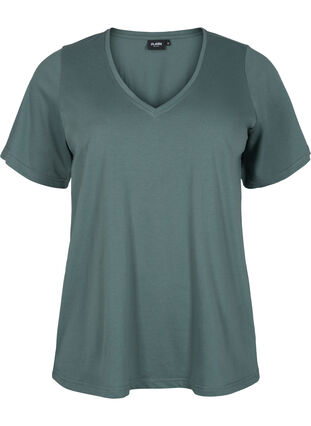 FLASH - T-shirt with v-neck, Balsam Green, Packshot image number 0