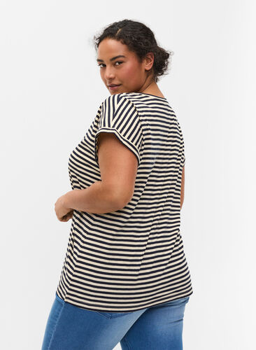 Striped cotton t-shirt, Night Sky Y/D, Model image number 1