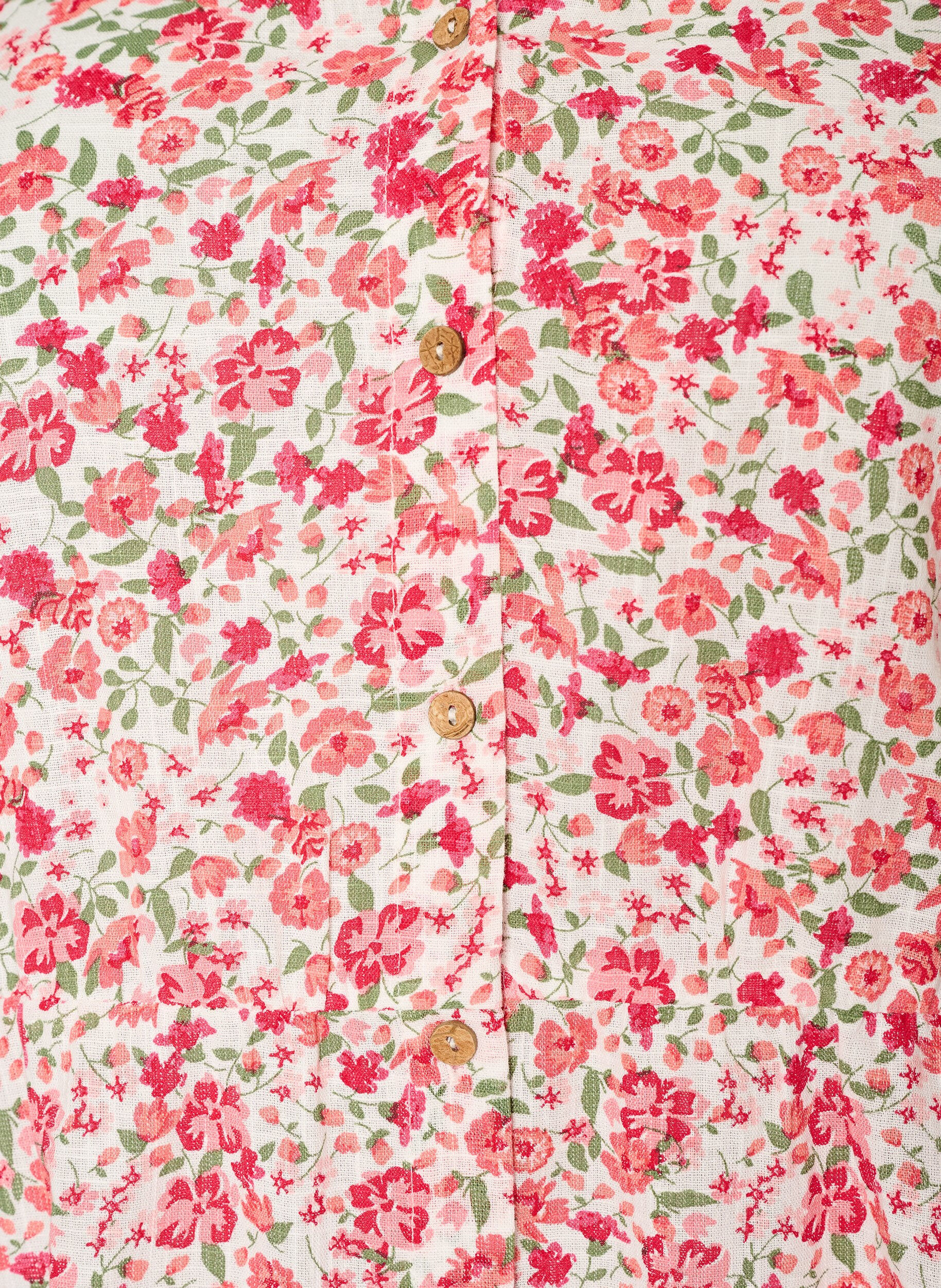 ZizzifashionShort cotton dress with floral print, Red, Packshot image number 2