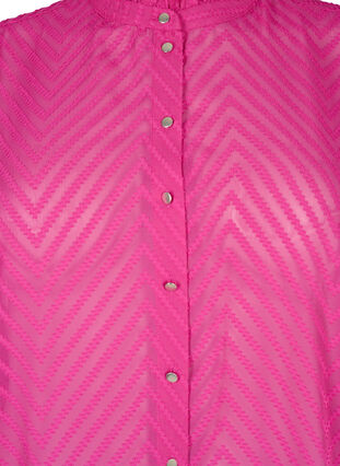 Shirt blouse with ruffles and patterned texture, Festival Fuchsia, Packshot image number 2