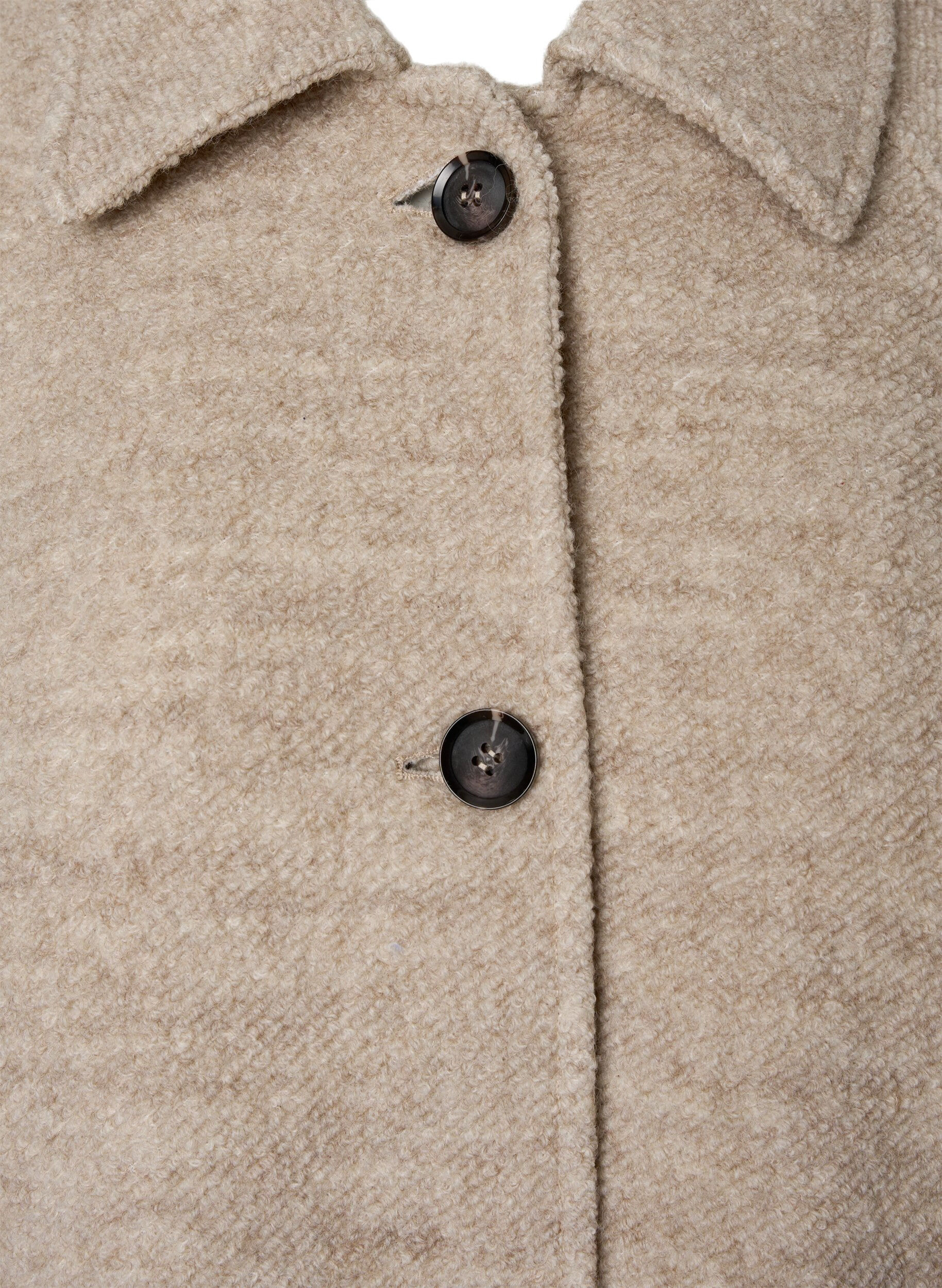 Zizzifashion Plaid boucl&eacute; coat with buttons, Simply Taupe, Packshot image number 3