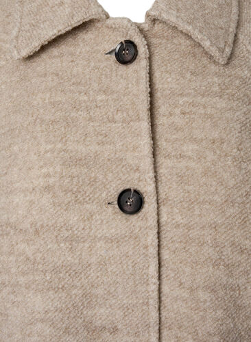 Plaid bouclé coat with buttons, Simply Taupe, Packshot image number 3