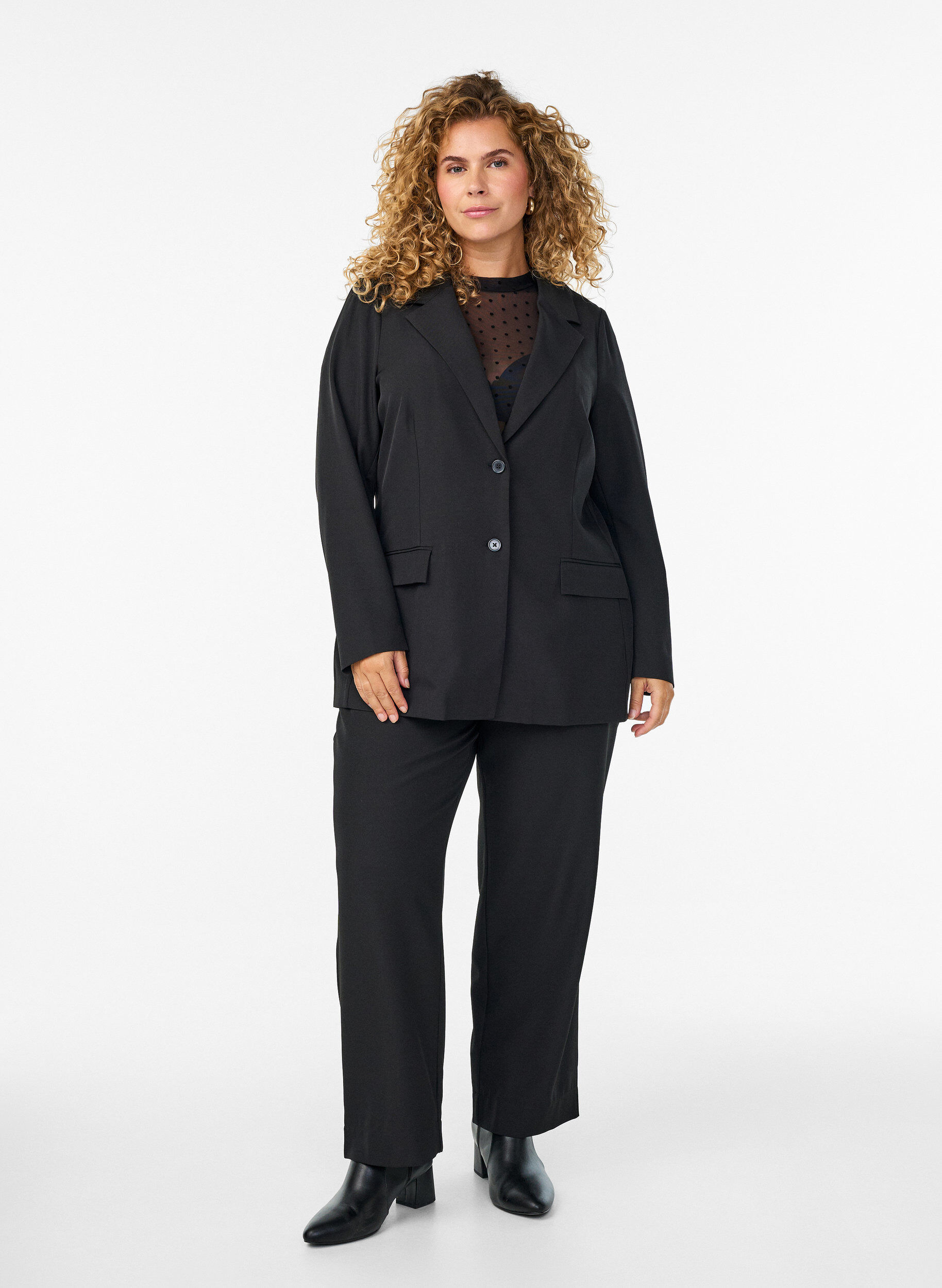 ZizzifashionBlazer with pockets and slits, Black, Model image number 1