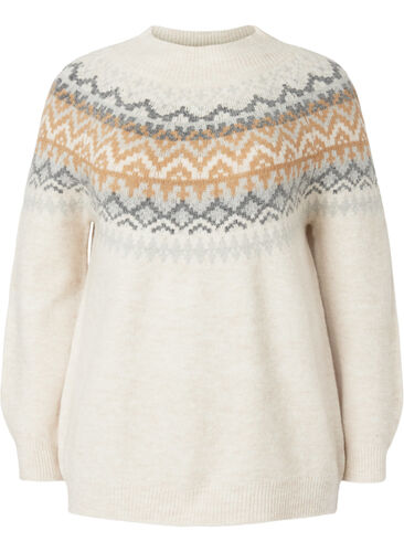 Pullover with pattern, Birch Mel. Comb, Packshot image number 0