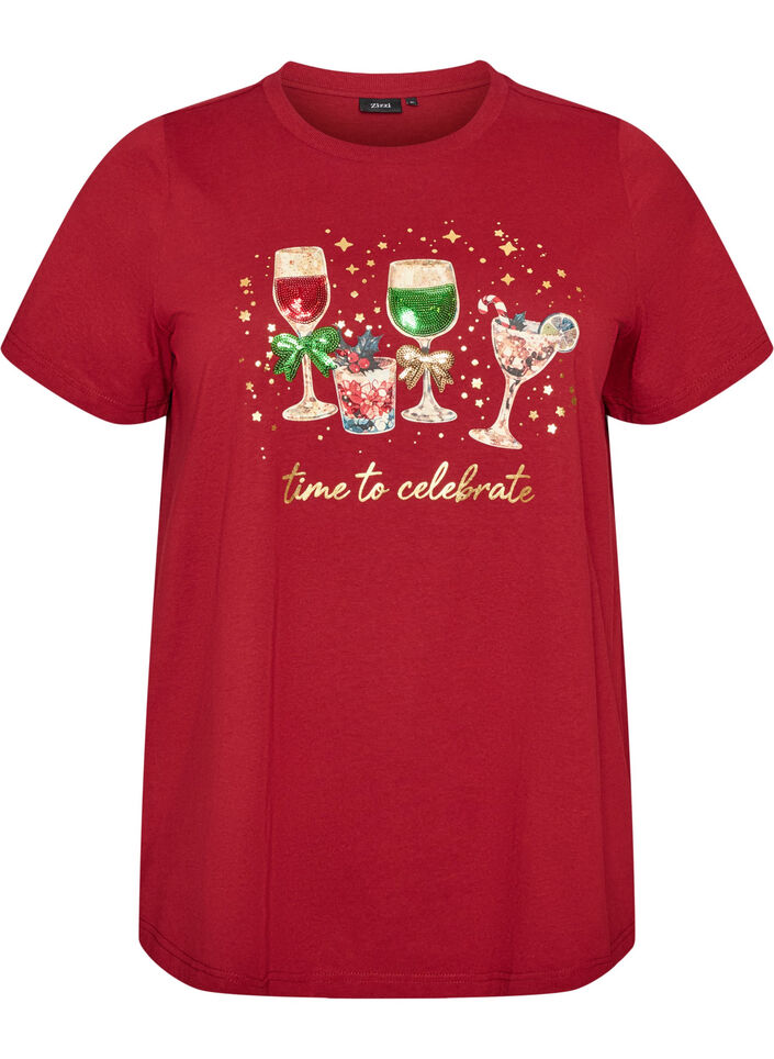 Christmas t-shirt in organic cotton, Red, Packshot image number 0