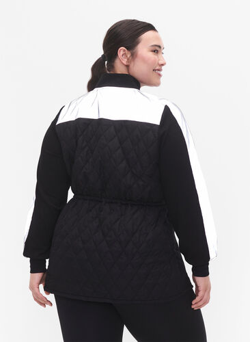 Reflective sports jacket with adjustable waist, Black w. Reflex, Model image number 1