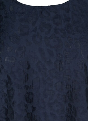 Blouse with 2/4 puff sleeves and a tone-on-tone pattern, Navy Blazer, Packshot image number 2