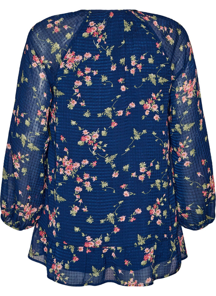 Floral print A-line tunic, Blue, Packshot image number 1
