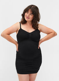 Seamless maternity top with breastfeeding function, Black, Model