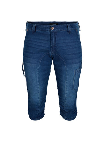 Slim fit capri jeans with pockets, Dark blue denim, Packshot image number 0