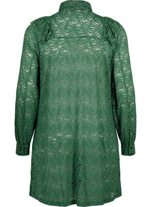 Lace shirt dress with frills, Hunter Green, Packshot image number 1