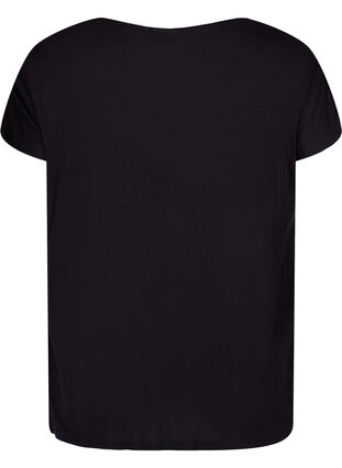 Short sleeved viscose t-shirt with gold print, Black Gold , Packshot image number 1