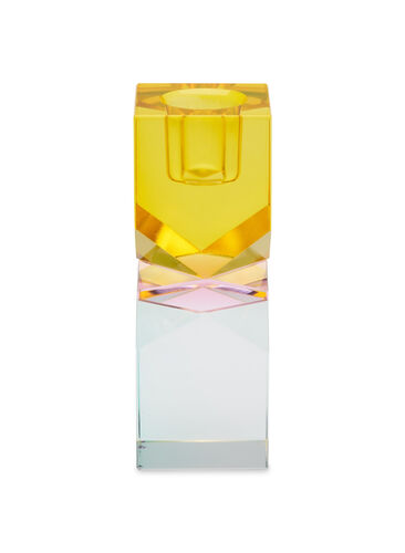 Candle holder in crystal glass, Gul/Pink/Mint, Packshot image number 0