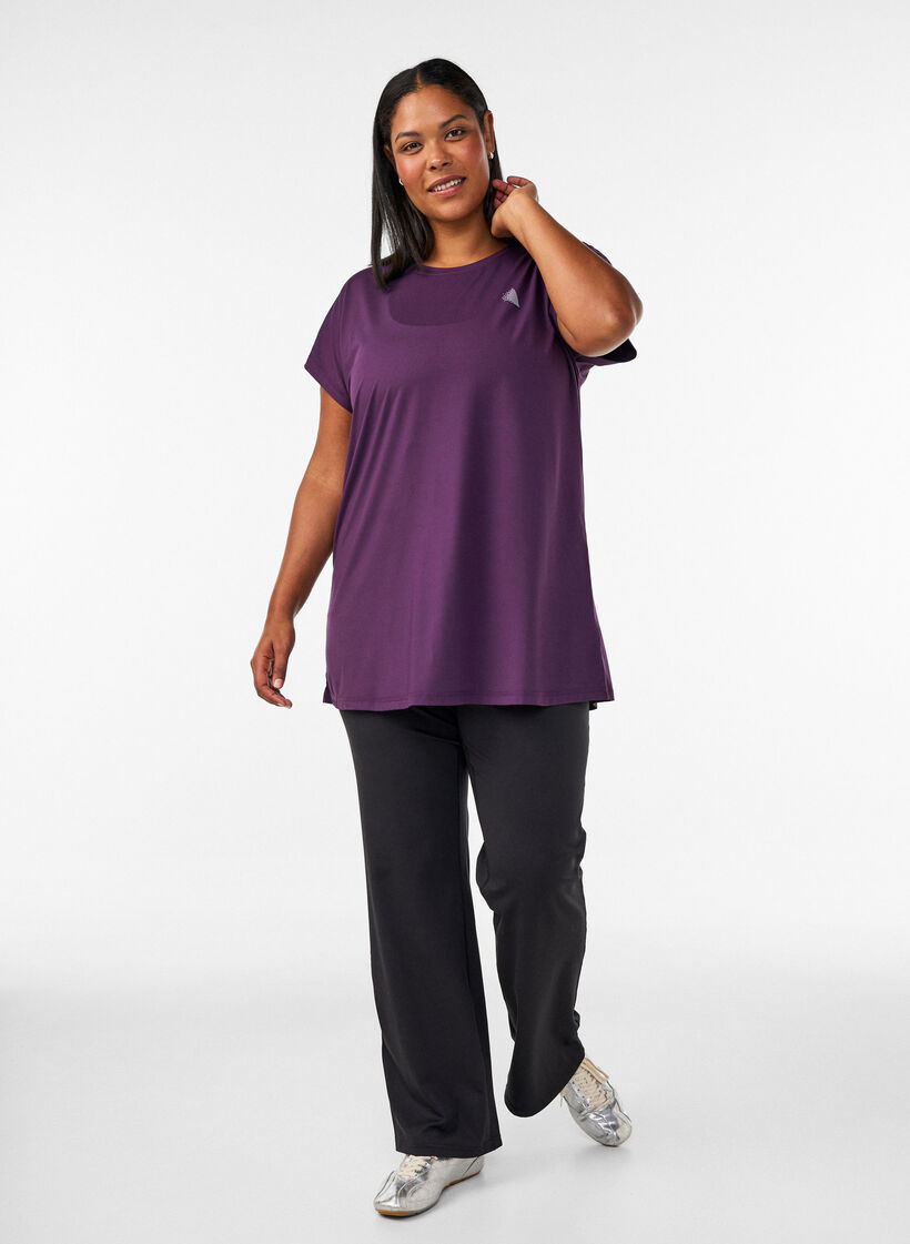 Long workout T-shirt, Purple, Model image number 1