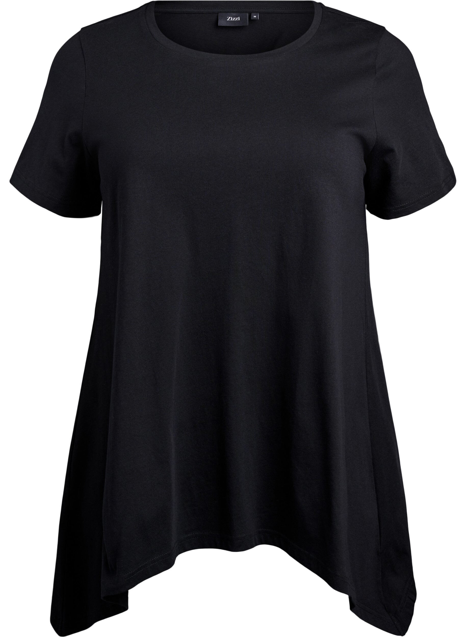ZizzifashionT-shirt with a round neck and A-line shape, Black, Packshot image number 0