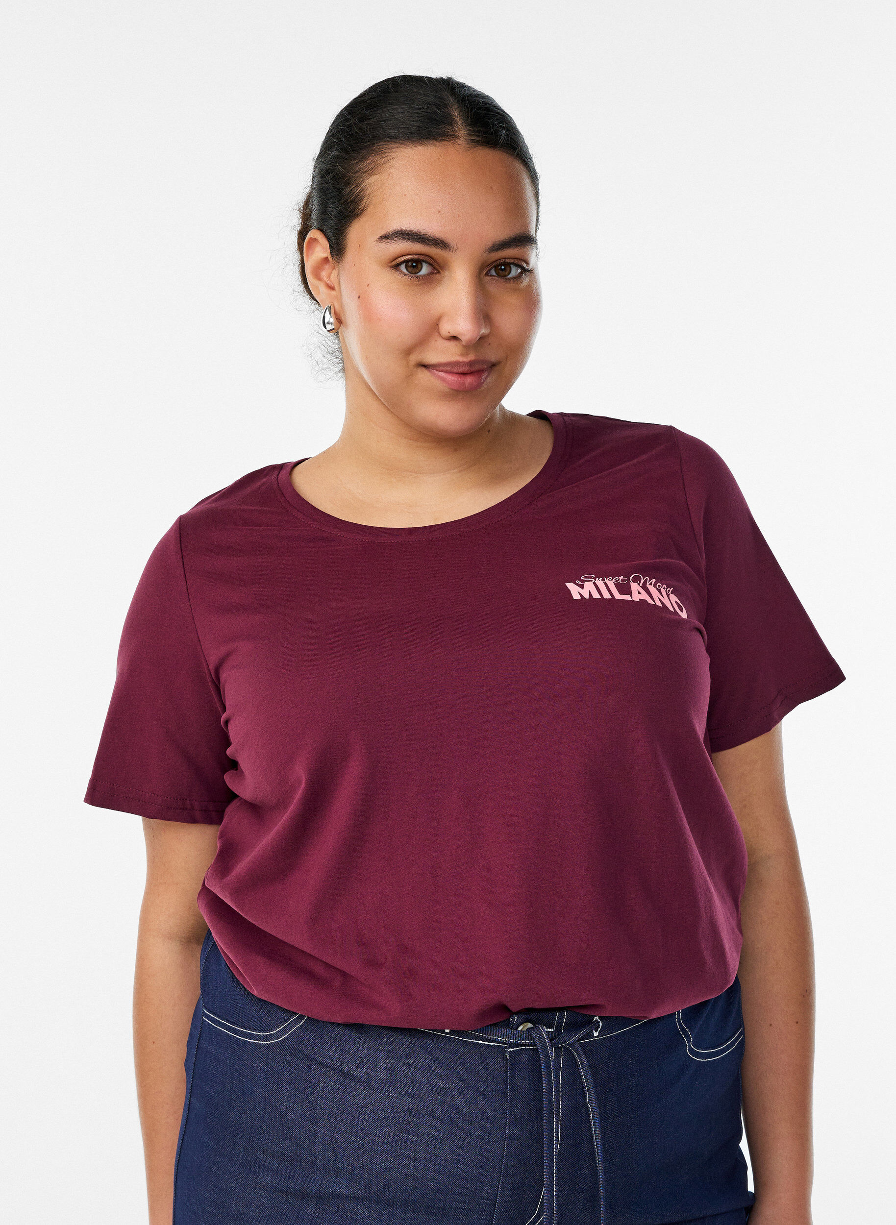 T-shirt with motif, Red, Model