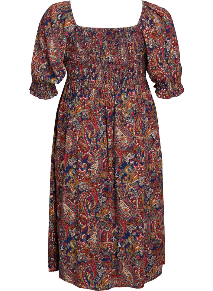 Summer dress in viscose with paisley print, Blue, Packshot image number 1