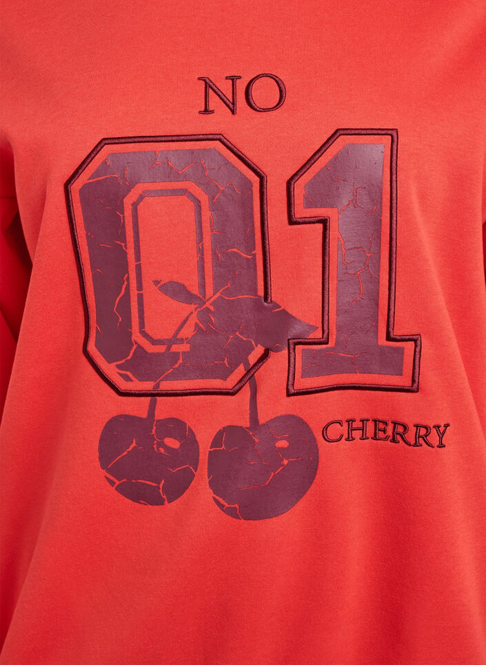 Sweatshirt with front motif, Red, Packshot image number 2