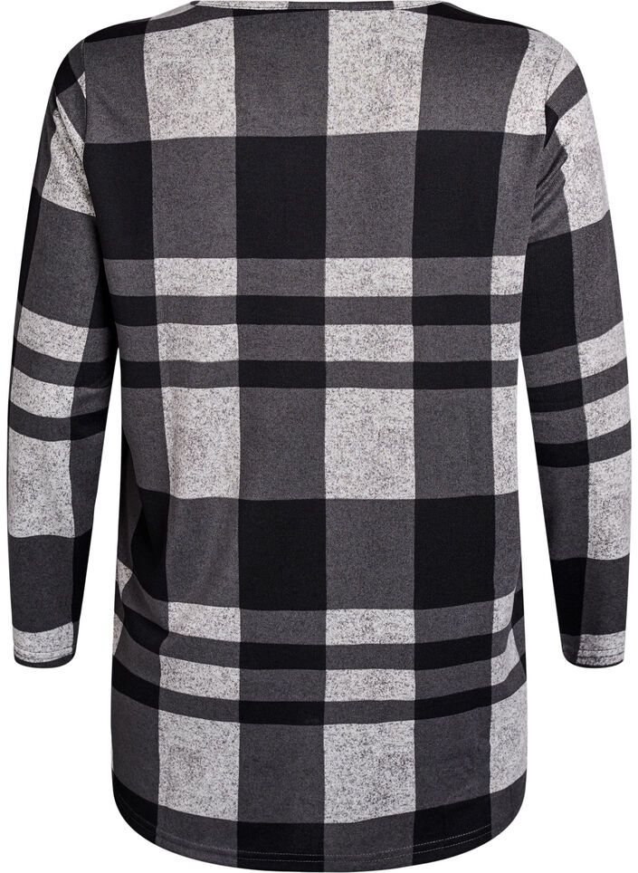 Patterned blouse with long sleeves, Grey, Packshot image number 1