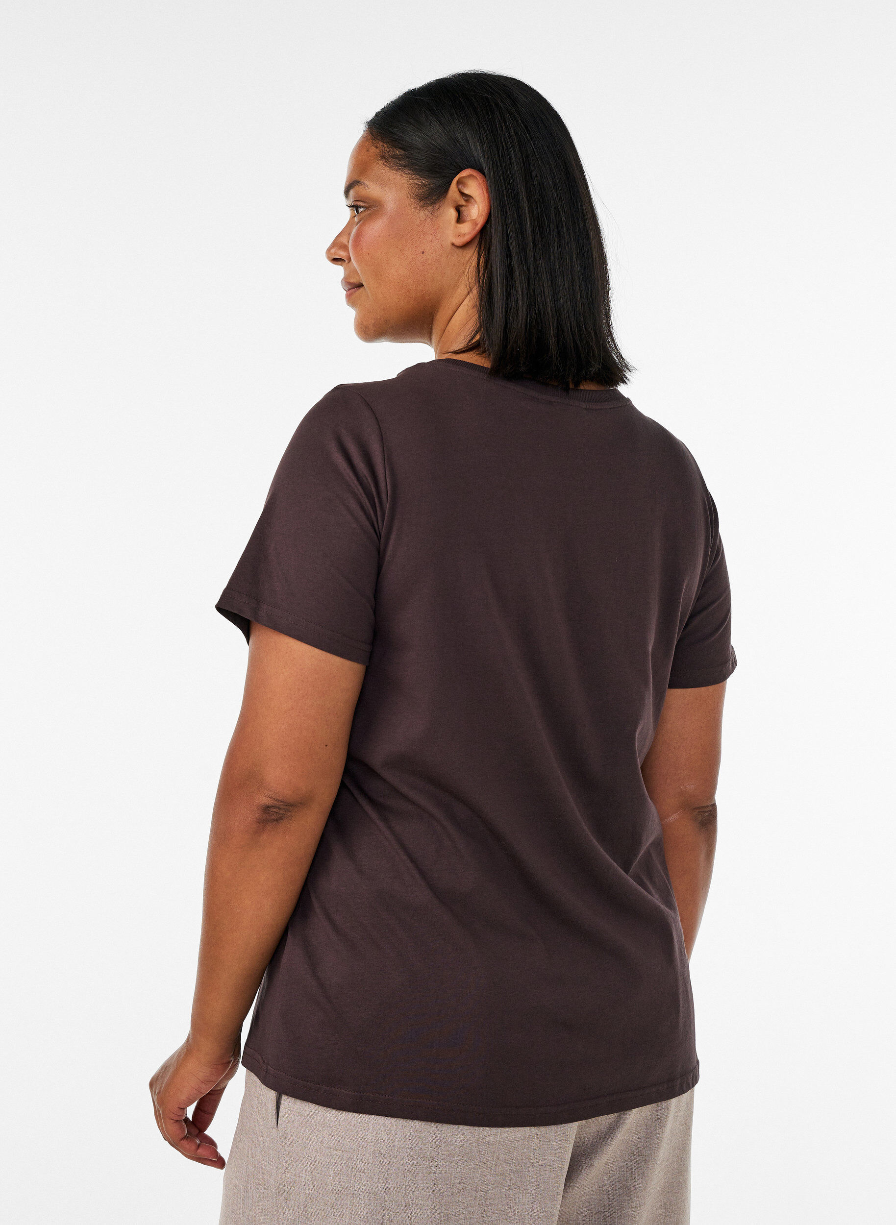 ZizzifashionCotton T-shirt with front print, Brown, Model image number 2