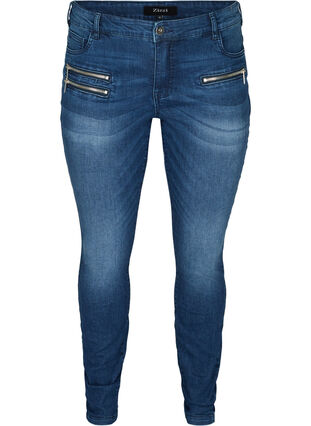 Sanna jeans with zip details, Blue denim, Packshot image number 0