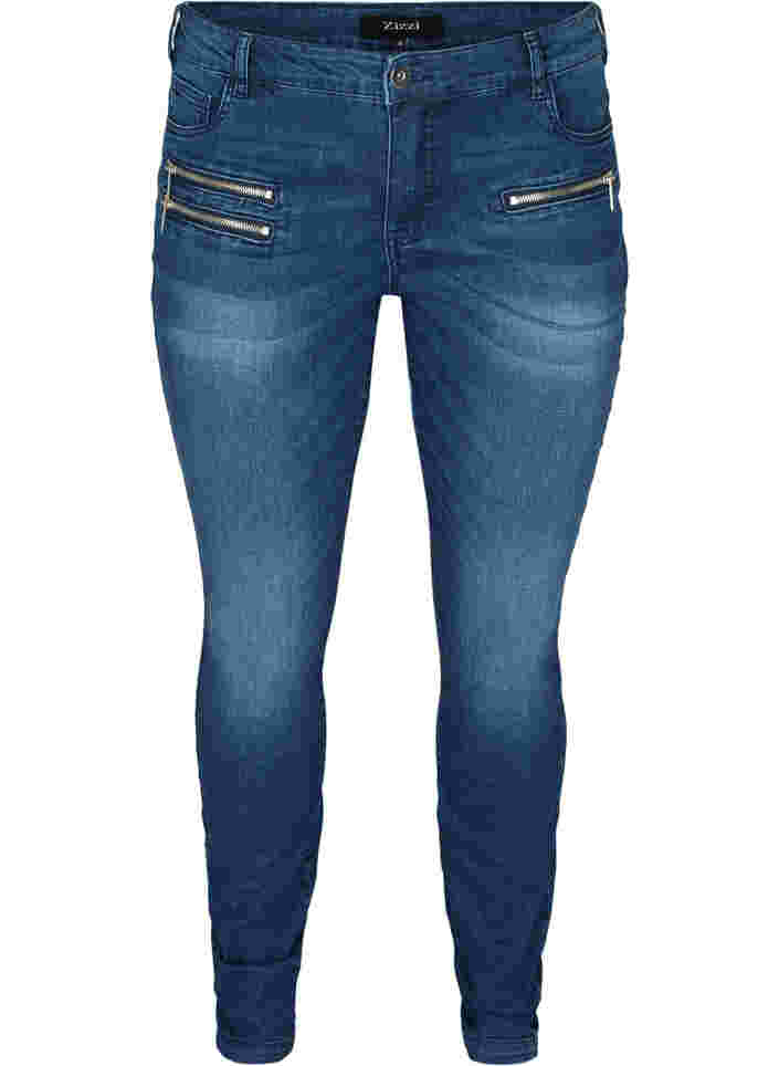 Sanna jeans with zip details, Blue denim, Packshot image number 0