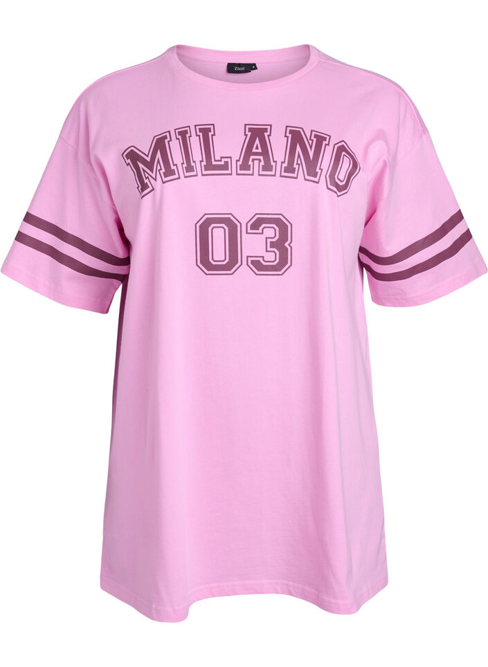 Sporty oversized college T-shirt, Pink, Packshot image number 0