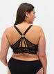 Padded lace bra with back detail, Black, Model image number 1