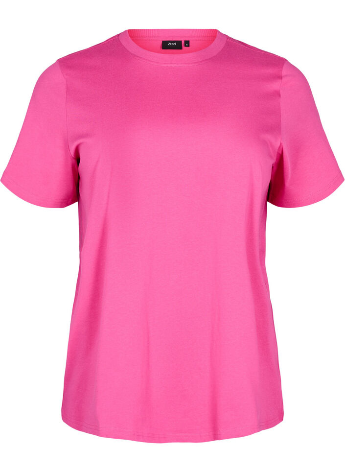 Basic cotton T-shirt with round neck, Rose, Packshot image number 0