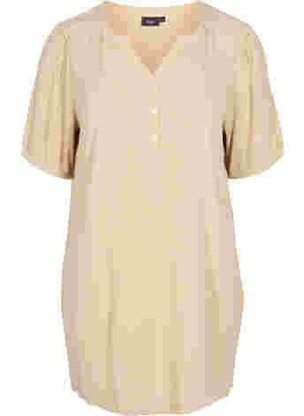 Viscose tunic with V-neck and buttons