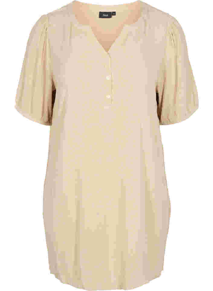 Viscose tunic with V-neck and buttons, Humus, Packshot image number 0