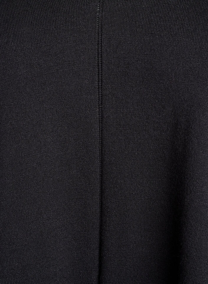 Fine-knit blouse with v-neck and front detail, Black, Packshot image number 2