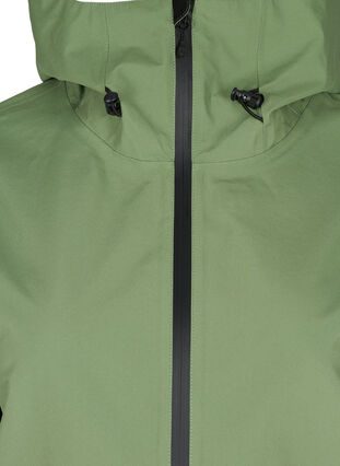 Waterproof hooded hiking jacket, Hedge Green Comb, Packshot image number 2