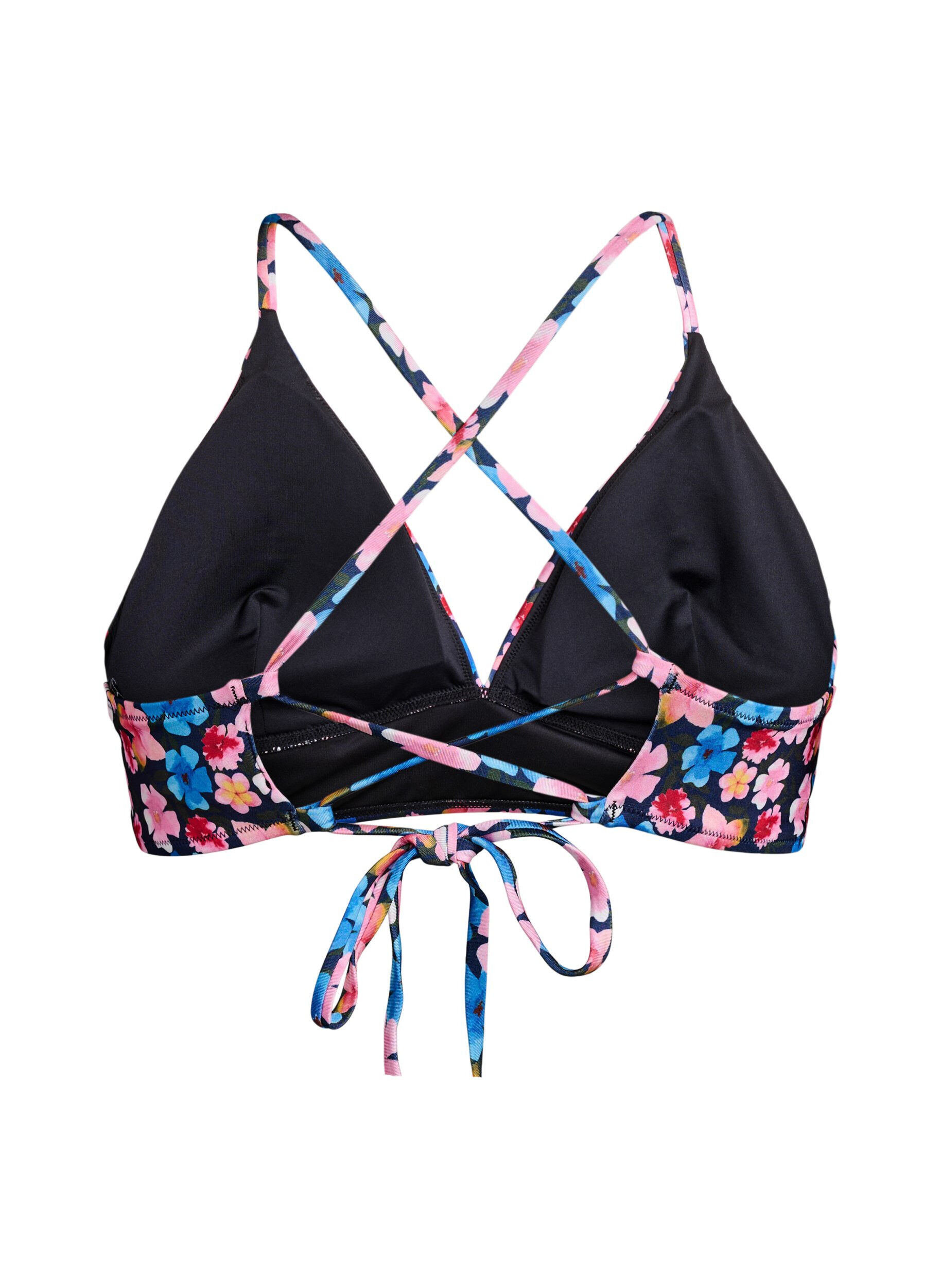 Zizzifashion Floral bikini top with tie back, Red, Packshot image number 1