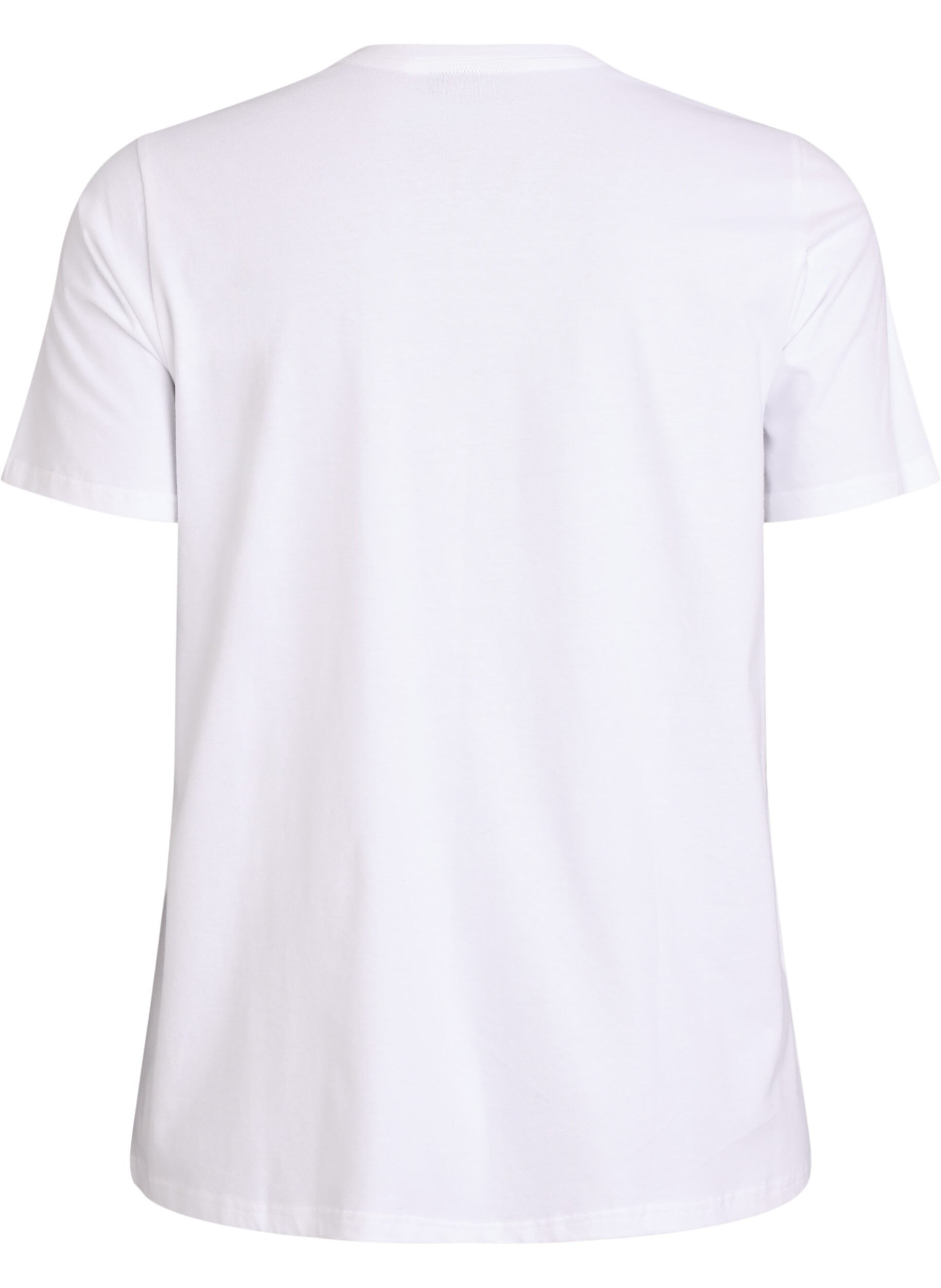 Zizzifashion Cotton T-shirt with embroidered text, White, Packshot image number 1