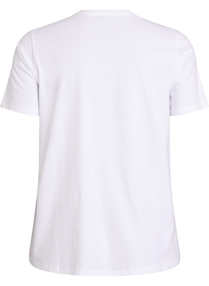 Cotton T-shirt with embroidered text, White, Packshot image number 1