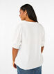 Viscose blouse with smock and ruffle detail, Bright White, Model image number 1