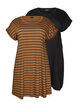 2-pack T-shirt dress with short sleeves, Brown, Packshot image number 0