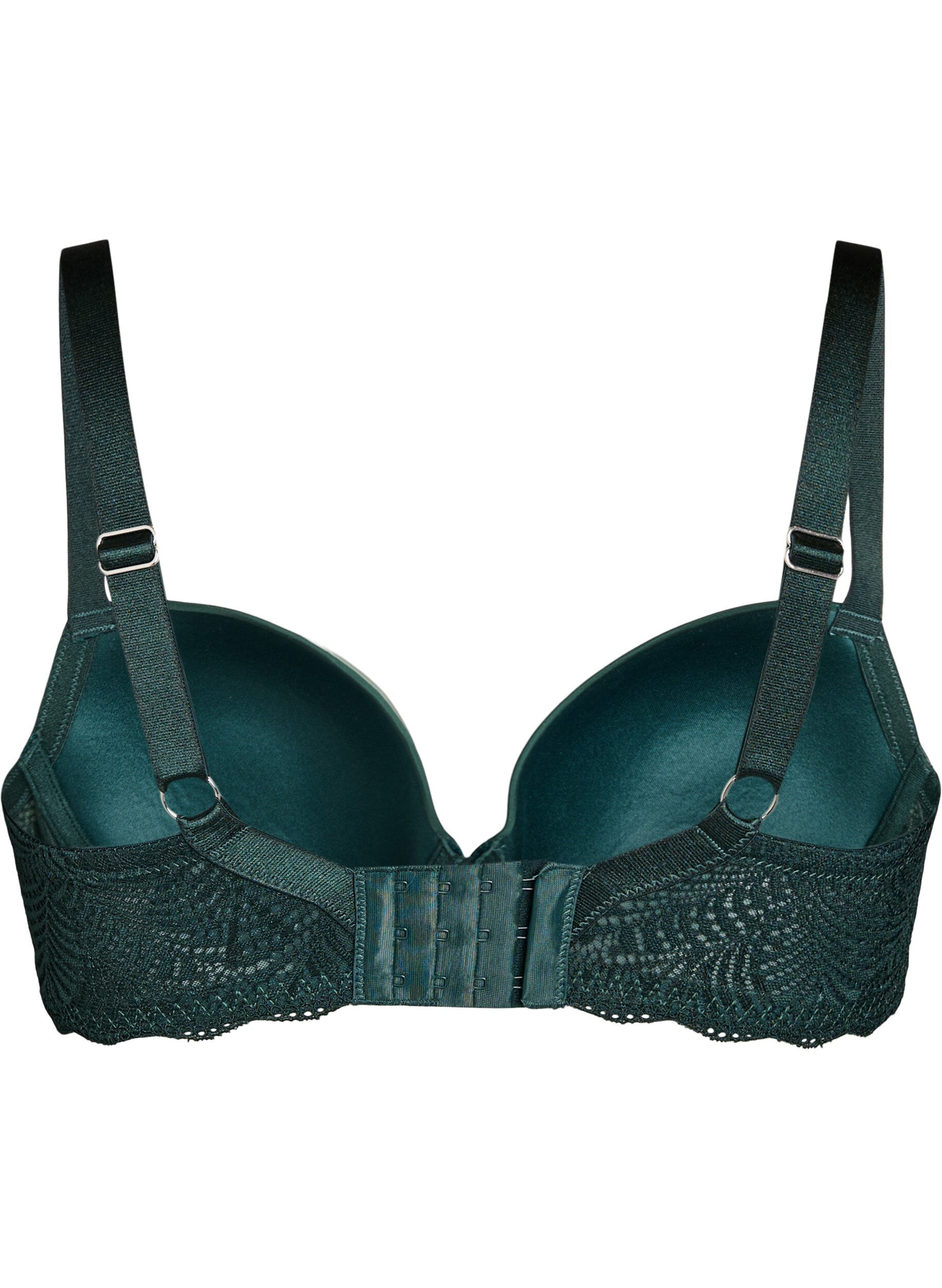Zizzifashion Bra with moulded cups and lace, Green, Packshot image number 1