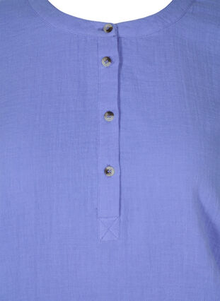 Cotton blouse with buttons and 3/4 sleeves, Ultramarine, Packshot image number 2