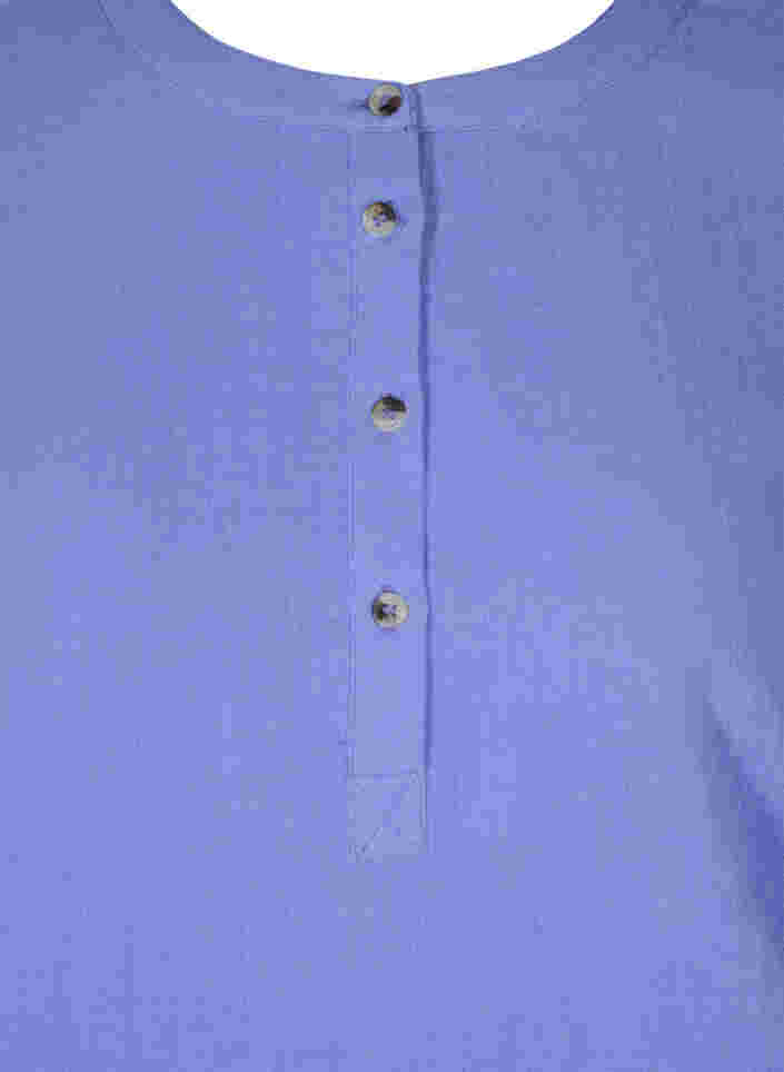 Cotton blouse with buttons and 3/4 sleeves, Ultramarine, Packshot image number 2