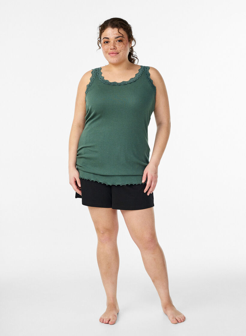 Top with lace trim, Green, Model image number 1