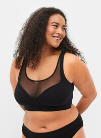 Soft bra with mesh, Black, Model