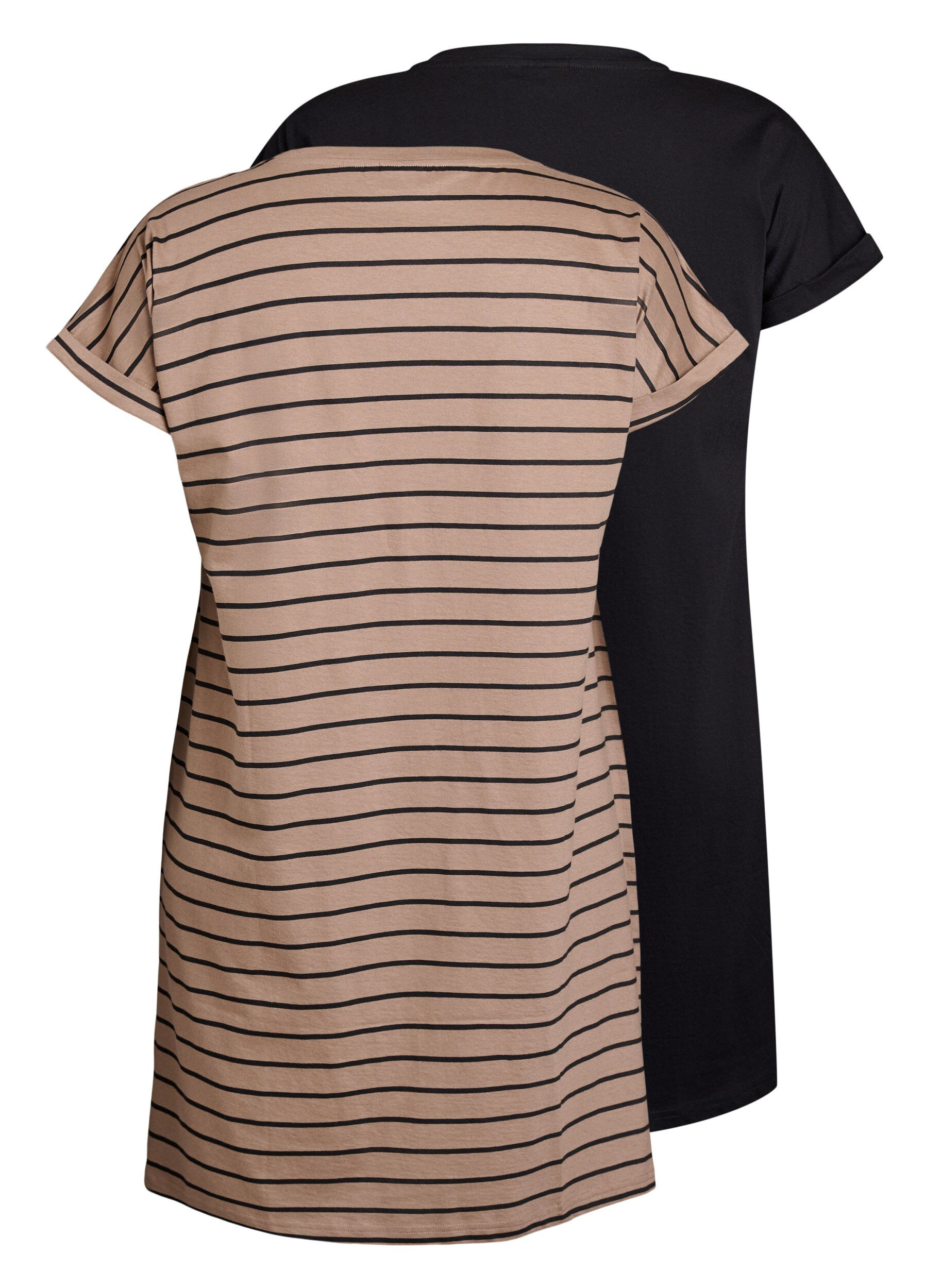 Zizzifashion2-pack T-shirt dress with short sleeves, Brown, Packshot image number 1